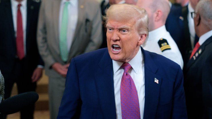 WASHINGTON, DC - JUNE 12: U.S. President Donald Trump responds to a reporters question as he leaves after signing a series of bills related to Californiaâ€™s vehicle emissions standards during an event in the East Room of the White House on June 12, 2025 in Washington, DC. Members of Congress passed the bills using the Congressional Review Act and the effect would largely revoke the emissions standards enacted by the state of California. (Photo by Chip Somodevilla/Getty Images)